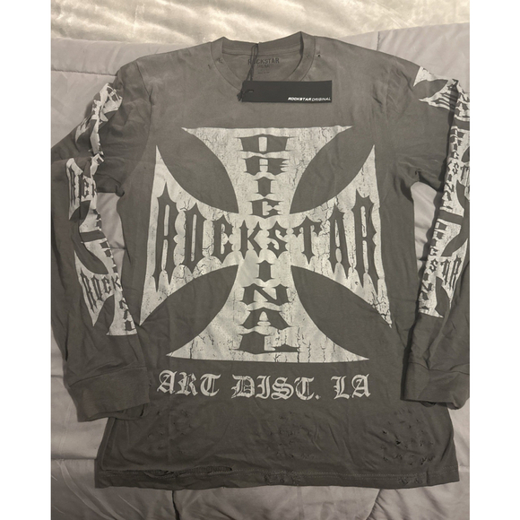 Rockstar Other - New Rockstar Original Distressed Chopper Style Long Sleeve T-Shirt Size Small